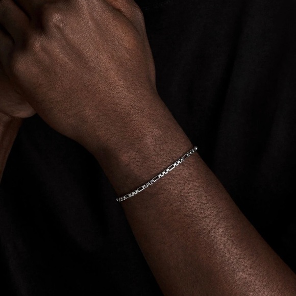 David Yurman Men’s Open Station Box Chain Sterling Silver Bracelet - Picture 5 of 6